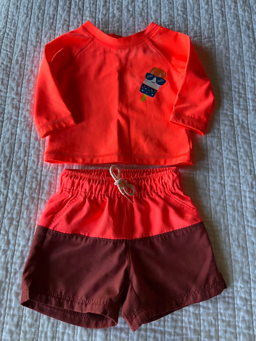 Old Navy Neon Coral Swim Top with Popsicle Graphic